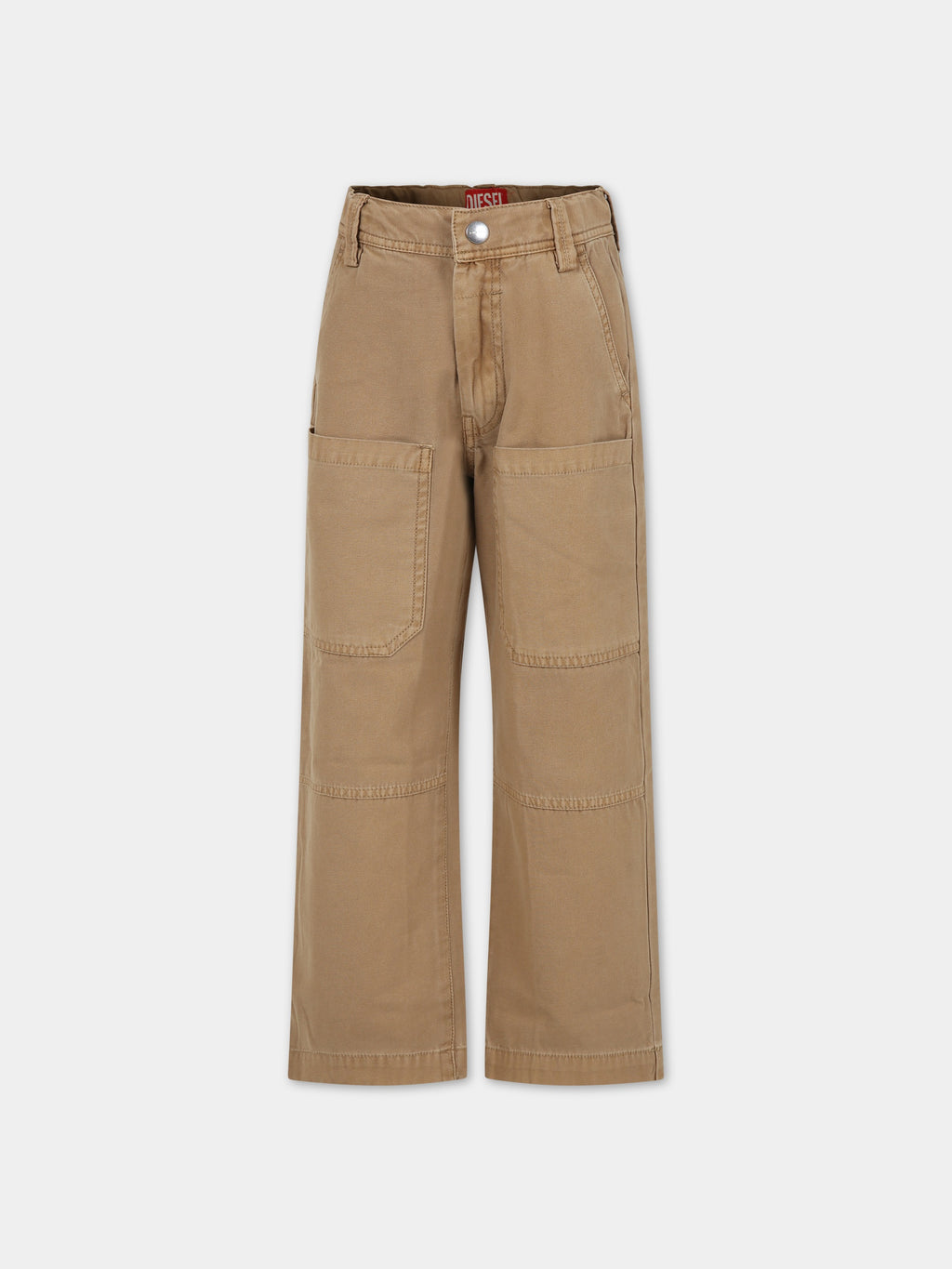 Beige trousers for girl with logo